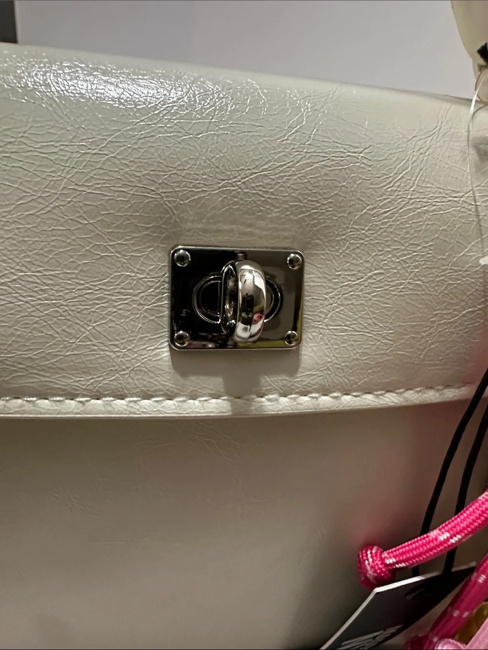 Madden NYC Cream Top-Handle Satchel with Colorful Charm